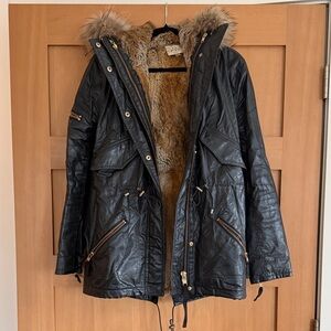 SAM. Black Utility Jacket with Removable Fur Lining